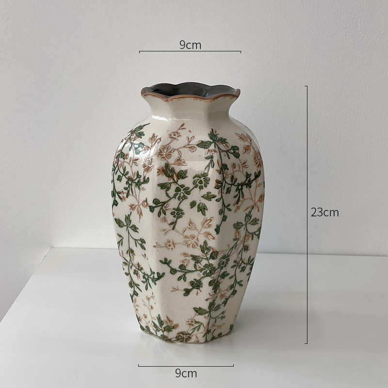 Vază ceramică albastru-alb cu flori, decor retro pentru sufragerie, aranjament hidroponic, stil pastoral