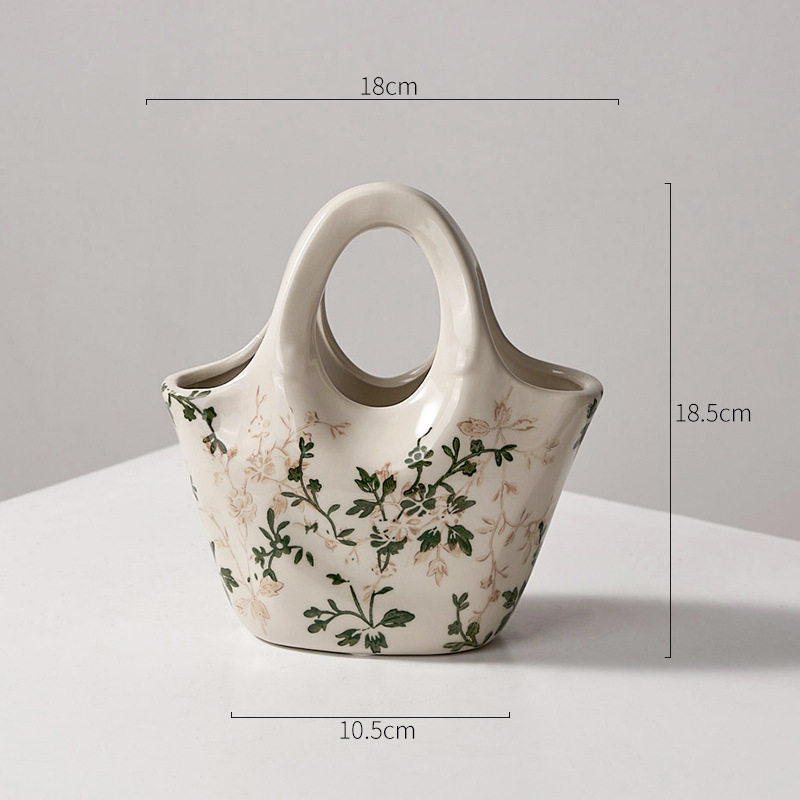 Vază ceramică albastru-alb cu flori, decor retro pentru sufragerie, aranjament hidroponic, stil pastoral