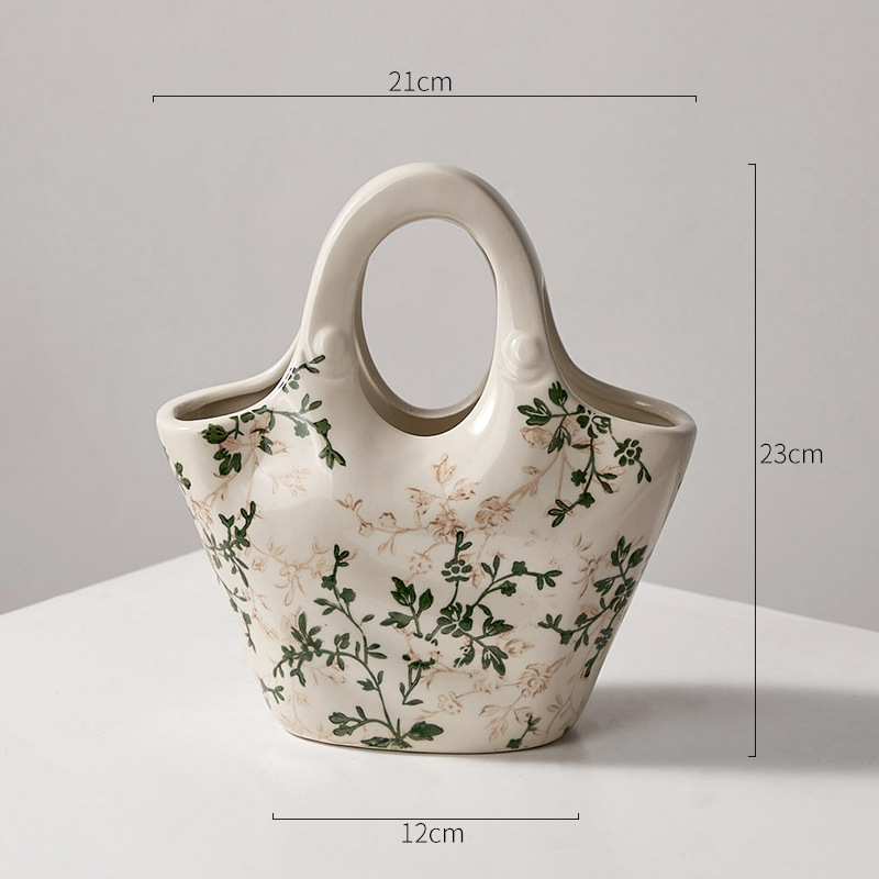 Vază ceramică albastru-alb cu flori, decor retro pentru sufragerie, aranjament hidroponic, stil pastoral