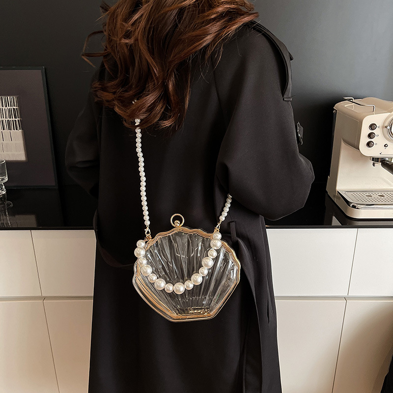 Akrilna školjkasta torbica za žene, večernja clutch torba s jednom remenom, srednja veličina, novi model 2026