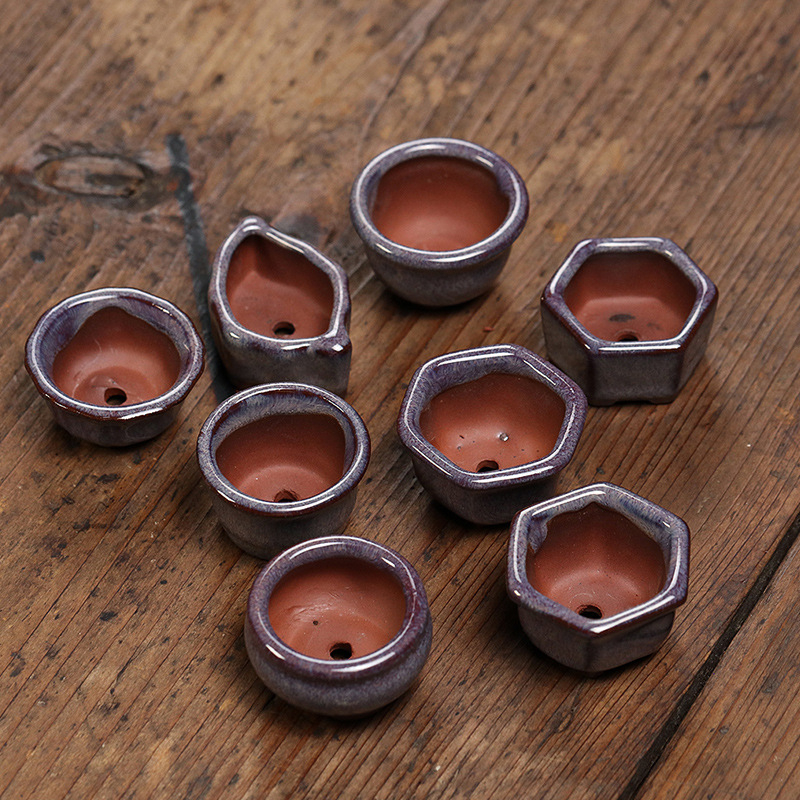 Ghiveci pentru suculente din ceramică cu nisip purpuriu, mini ghiveci drăguț, creativ, pentru birou și casă