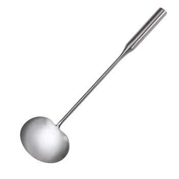 Lingură de prăjit din oțel inoxidabil, lucrată manual, cu grosime suplimentară, spatulă plată cu mâner lung, pentru uz profesional și casnic
