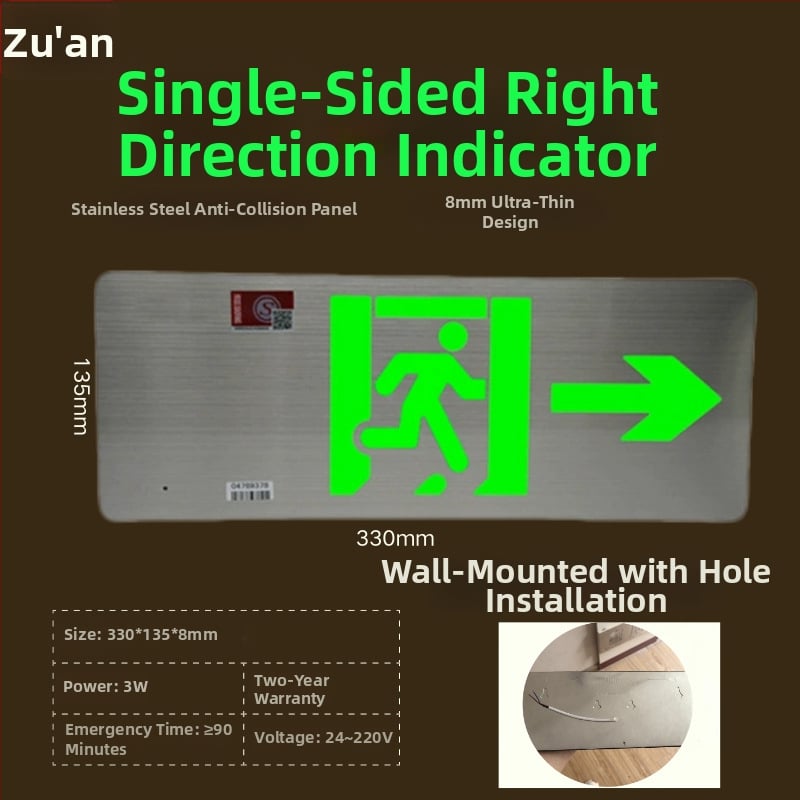 LED indikátor úniku pri požiari, výstupný znak z nehrdzavejúcej ocele, 36V