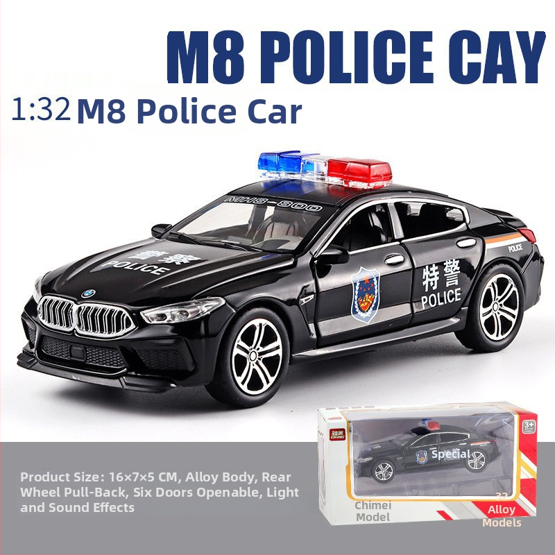 1:24 zliatinové policajné auto – realistický model pre deti