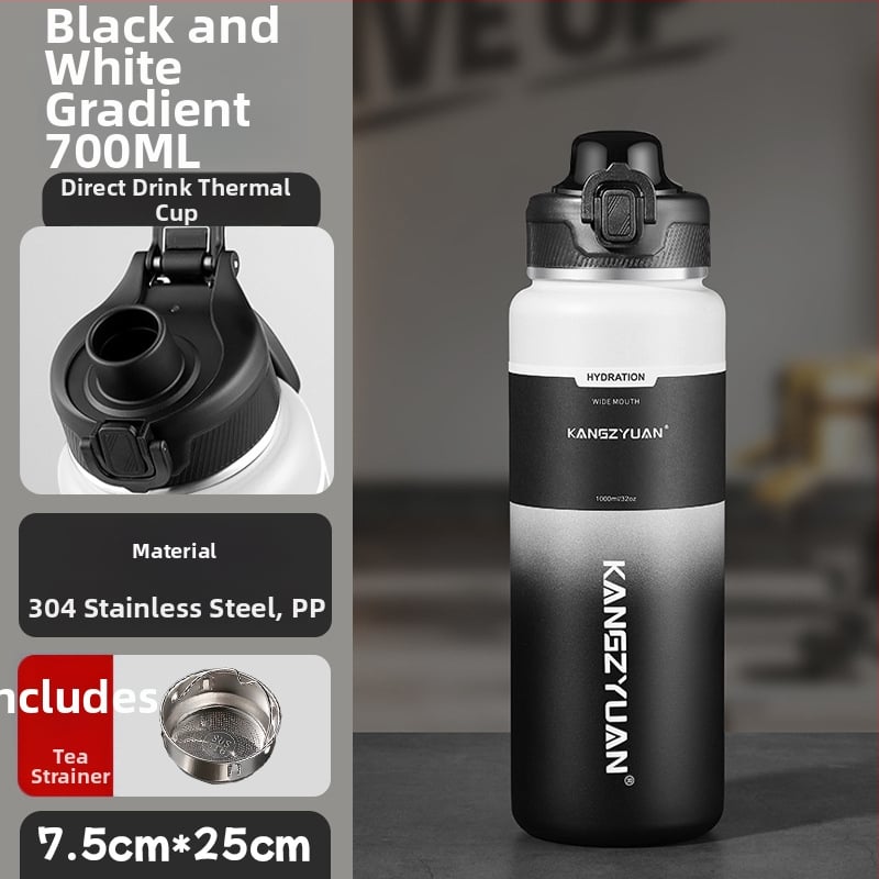 Termos din oțel inoxidabil 304, capacitate mare, mâner portabil, capac cu mecanism pop-up, izolație vid