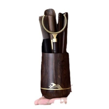 Set accesorii Gongfu pentru ceremonia ceaiului, din lemn de abanos și nuc, colecția celor șase domni – set de cuțite pentru ceai și pensulă de îngrijire a ceainicei