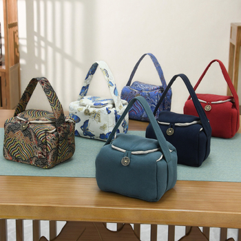 Set gaiwan de ceai cu bol cu capac, ceainic şi două ceşti; geantă din textile pentru depozitare; design robust; personalizare logo; accesorii pentru ceremonia ceaiului.
