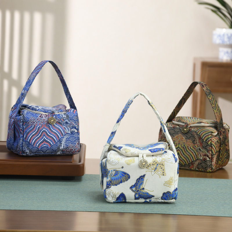 Set gaiwan de ceai cu bol cu capac, ceainic şi două ceşti; geantă din textile pentru depozitare; design robust; personalizare logo; accesorii pentru ceremonia ceaiului.