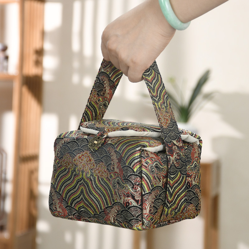 Set gaiwan de ceai cu bol cu capac, ceainic şi două ceşti; geantă din textile pentru depozitare; design robust; personalizare logo; accesorii pentru ceremonia ceaiului.