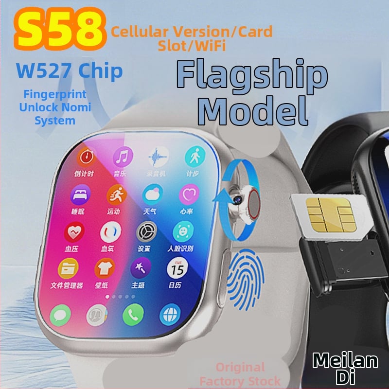 Morse Code W527 смарт часовник с отключване по пръст, модел S58, слот за карта, AMOLED дисплей и дълго време в режим на готовност
