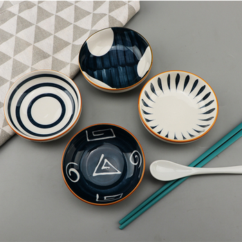 Vas de dip din porțelan – farfurie rotundă din ceramică pentru sosuri și condimente, potrivită pentru dumplings și barbecue; compatibil cu cuptorul cu microunde; modele variate