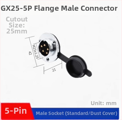 GX25-2 letecký konektor, 3–8 kontaktov, 9/10P12 jadier, flange samica–samček DF25M konektor