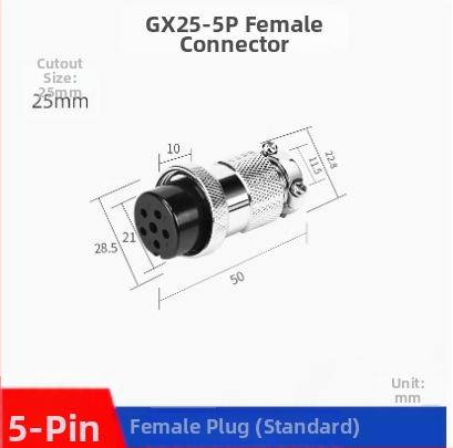 GX25-2 letecký konektor, 3–8 kontaktov, 9/10P12 jadier, flange samica–samček DF25M konektor