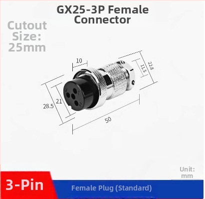 GX25-2 letecký konektor, 3–8 kontaktov, 9/10P12 jadier, flange samica–samček DF25M konektor