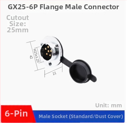 GX25-2 letecký konektor, 3–8 kontaktov, 9/10P12 jadier, flange samica–samček DF25M konektor