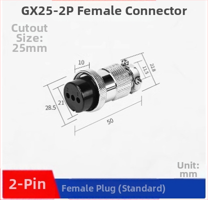 GX25-2 letecký konektor, 3–8 kontaktov, 9/10P12 jadier, flange samica–samček DF25M konektor