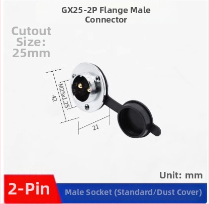 GX25-2 letecký konektor, 3–8 kontaktov, 9/10P12 jadier, flange samica–samček DF25M konektor
