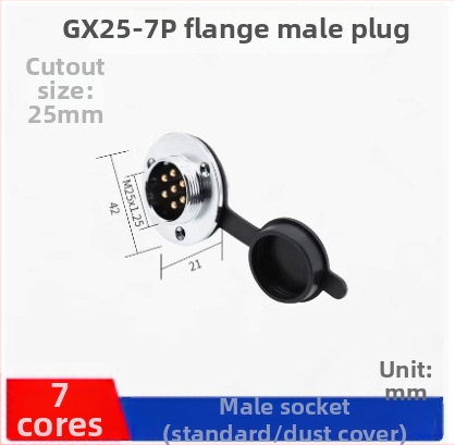 GX25-2 letecký konektor, 3–8 kontaktov, 9/10P12 jadier, flange samica–samček DF25M konektor