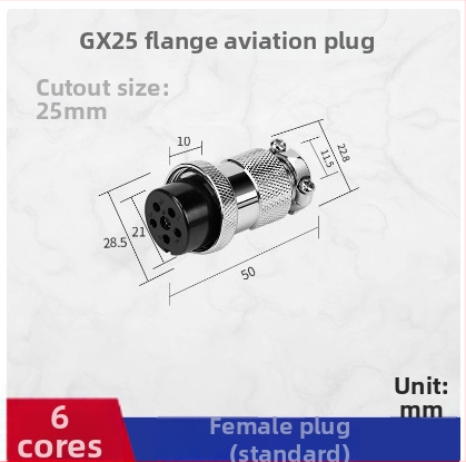 GX25-2 letecký konektor, 3–8 kontaktov, 9/10P12 jadier, flange samica–samček DF25M konektor