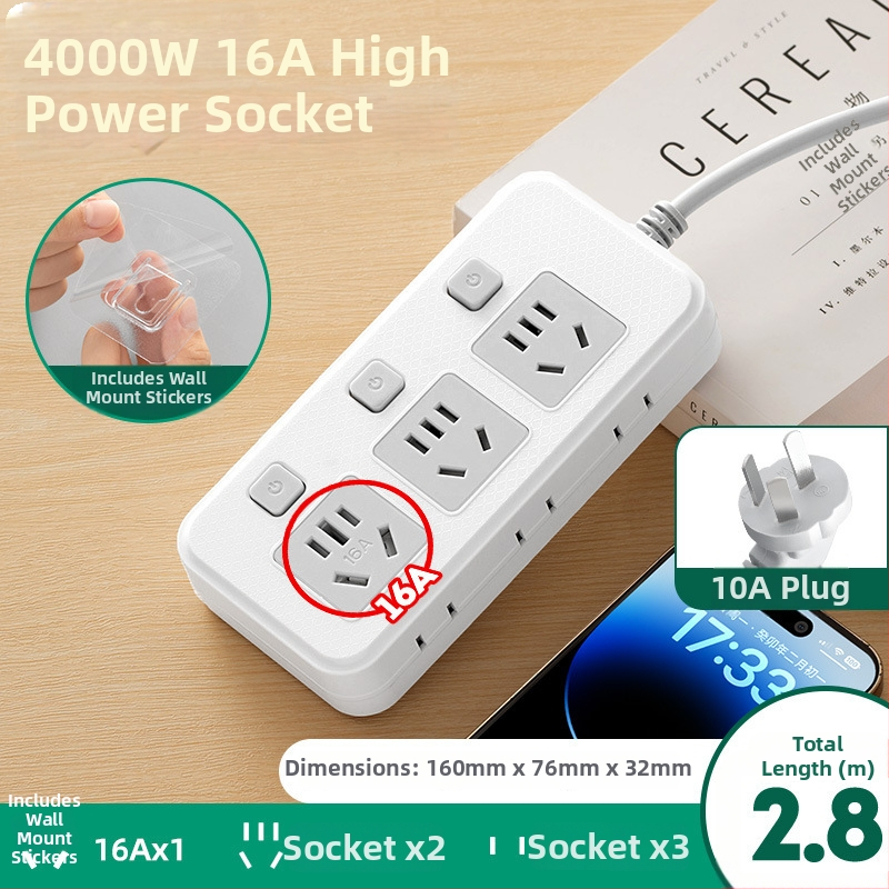 Разклонител с три гнезда, подходящ за климатик и бойлер, 4000W, 10–16A
