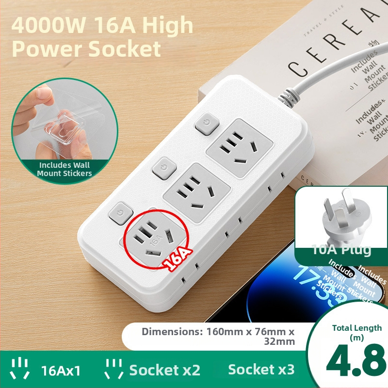 Разклонител с три гнезда, подходящ за климатик и бойлер, 4000W, 10–16A