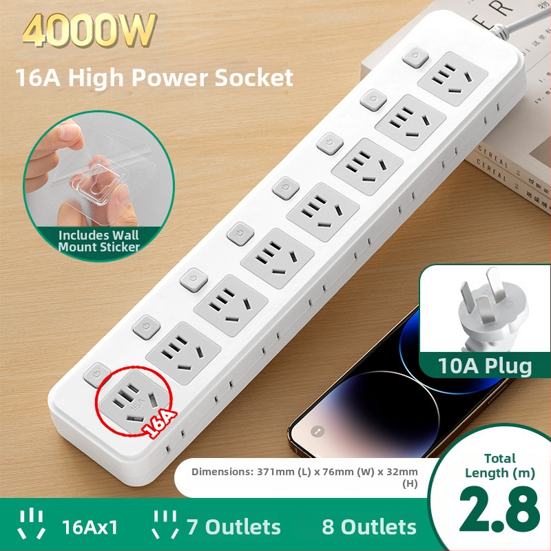 Разклонител с три гнезда, подходящ за климатик и бойлер, 4000W, 10–16A