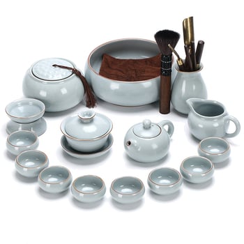 Set ceai ceramic Ru Kiln, complet pentru birou, 6-10 persoane, design modern minimalist