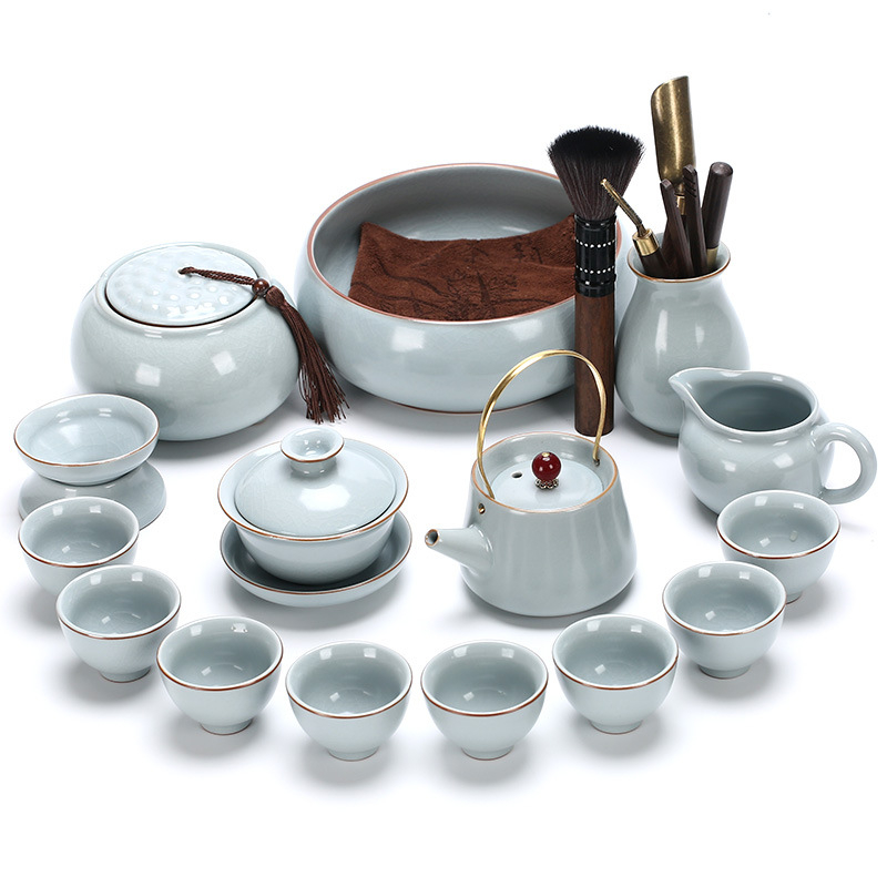 Set ceai ceramic Ru Kiln, complet pentru birou, 6-10 persoane, design modern minimalist