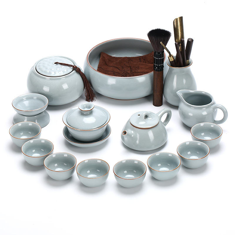 Set ceai ceramic Ru Kiln, complet pentru birou, 6-10 persoane, design modern minimalist