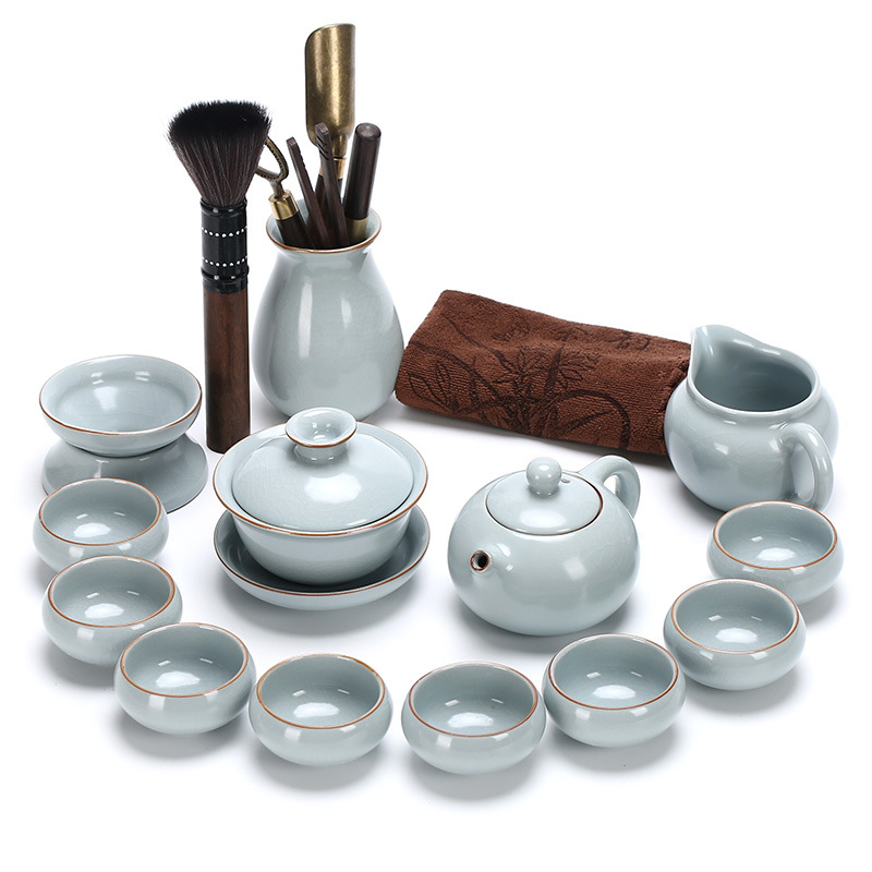 Set ceai ceramic Ru Kiln, complet pentru birou, 6-10 persoane, design modern minimalist