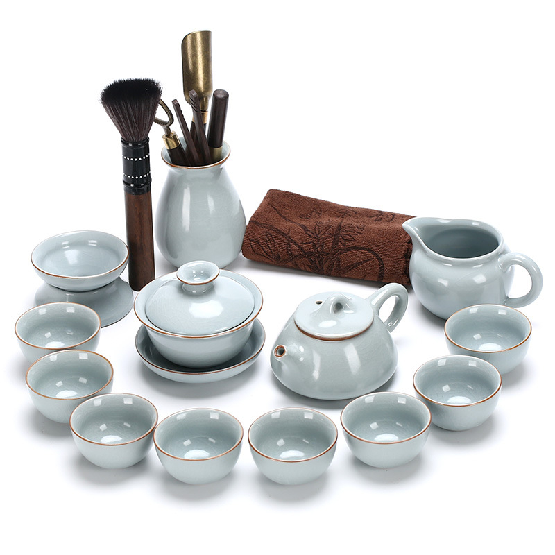 Set ceai ceramic Ru Kiln, complet pentru birou, 6-10 persoane, design modern minimalist