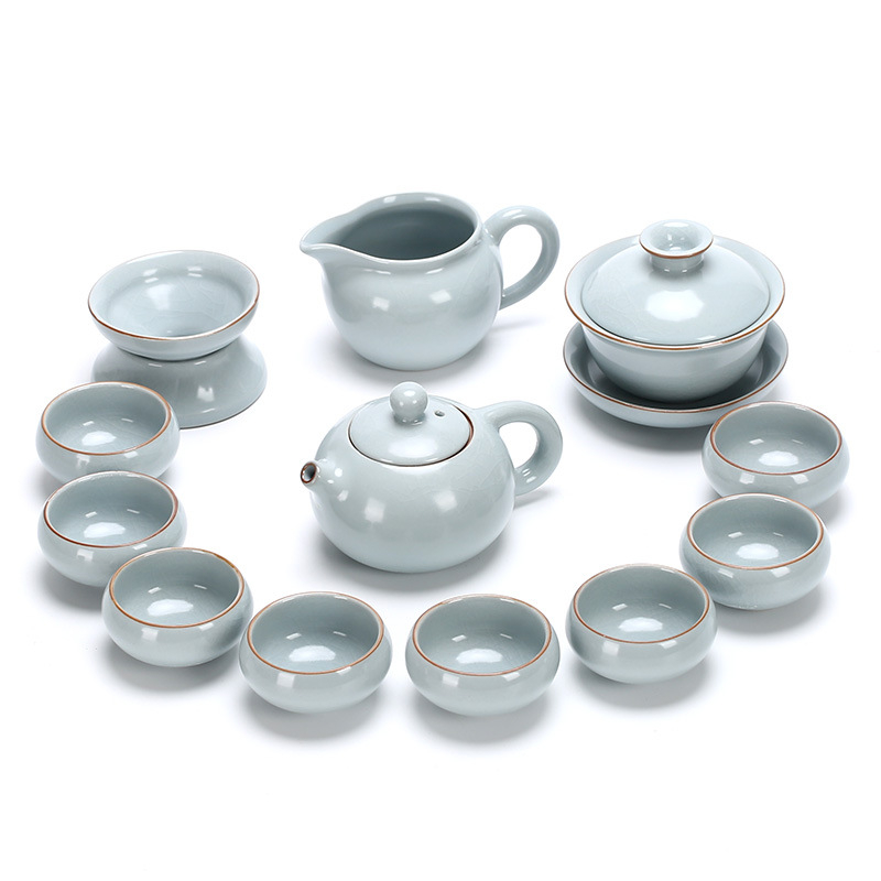 Set ceai ceramic Ru Kiln, complet pentru birou, 6-10 persoane, design modern minimalist