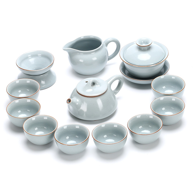 Set ceai ceramic Ru Kiln, complet pentru birou, 6-10 persoane, design modern minimalist