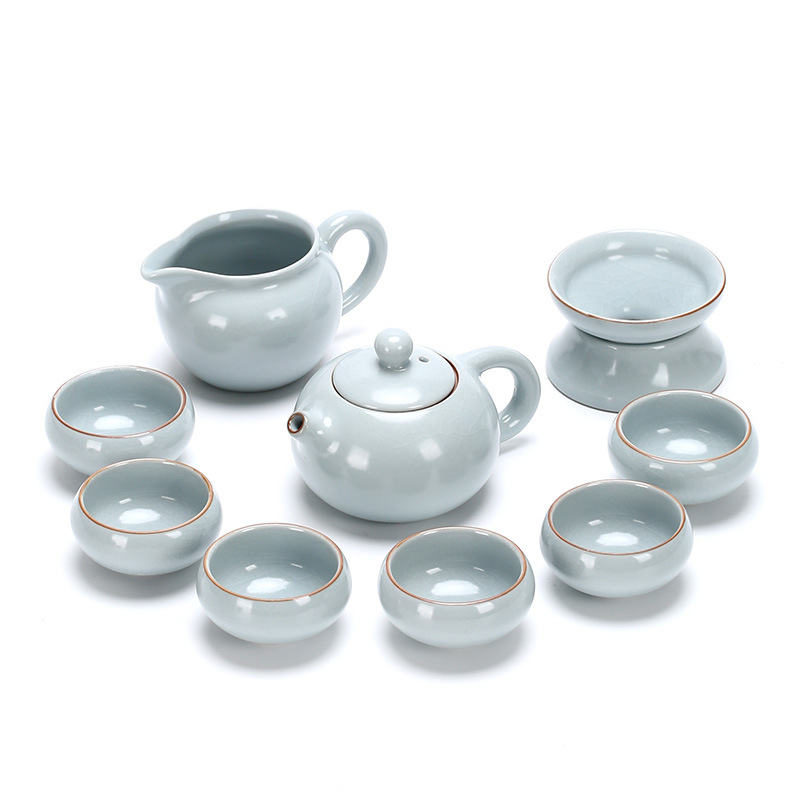 Set ceai ceramic Ru Kiln, complet pentru birou, 6-10 persoane, design modern minimalist