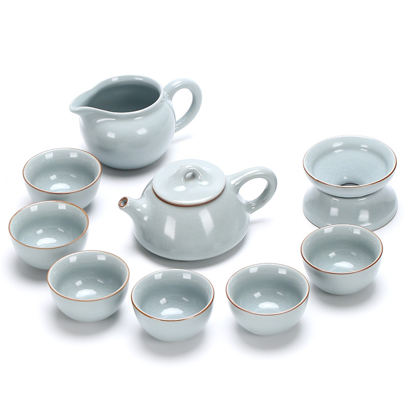 Set ceai ceramic Ru Kiln, complet pentru birou, 6-10 persoane, design modern minimalist