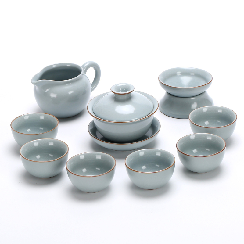 Set ceai ceramic Ru Kiln, complet pentru birou, 6-10 persoane, design modern minimalist