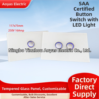 Sklenený panel pre stenu spínača so certifikáciou SAA Austrálie, 220-250V