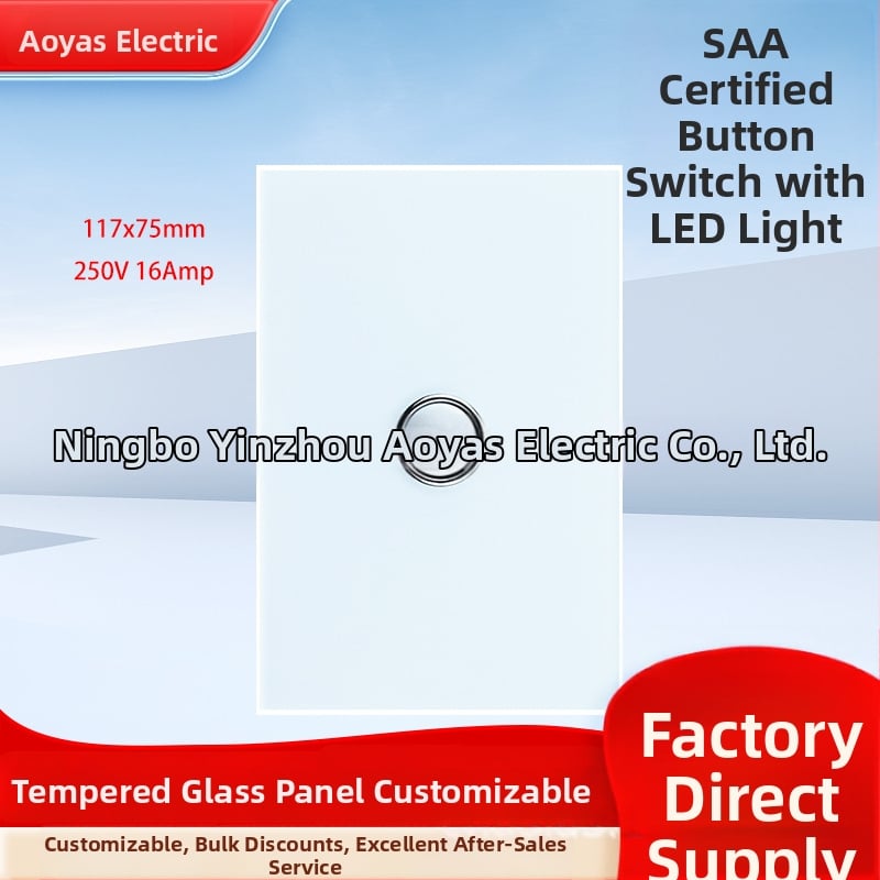 Sklenený panel pre stenu spínača so certifikáciou SAA Austrálie, 220-250V