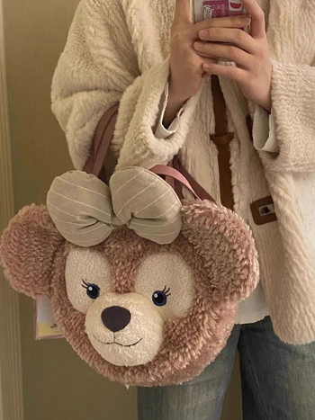 Torba od pliša inspirirana Zhao Lusi, slatka mašna, okrugla crossbody torbica za žene, svestrana za svakodnevnu upotrebu