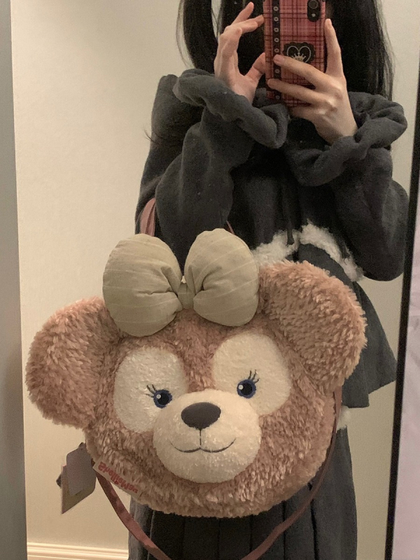 Torba od pliša inspirirana Zhao Lusi, slatka mašna, okrugla crossbody torbica za žene, svestrana za svakodnevnu upotrebu
