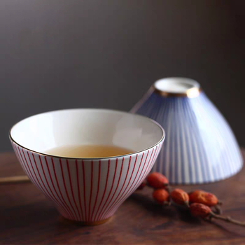 Cupa Gongfu din ceramică – ceașcă mare de ceai cu decor auriu