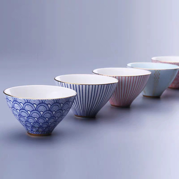 Cupa Gongfu din ceramică – ceașcă mare de ceai cu decor auriu