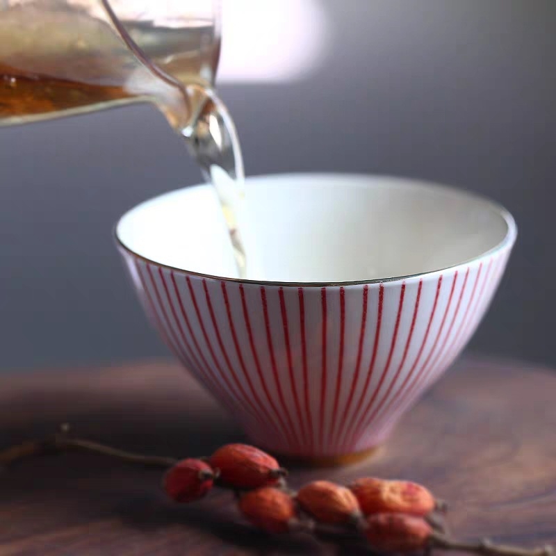Cupa Gongfu din ceramică – ceașcă mare de ceai cu decor auriu