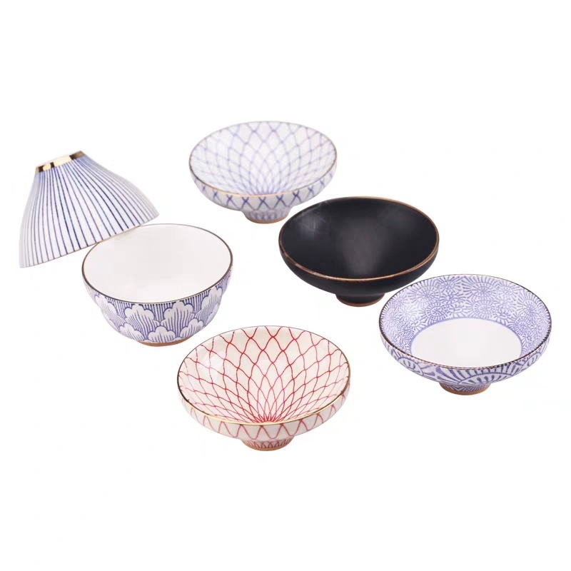 Cupa Gongfu din ceramică – ceașcă mare de ceai cu decor auriu