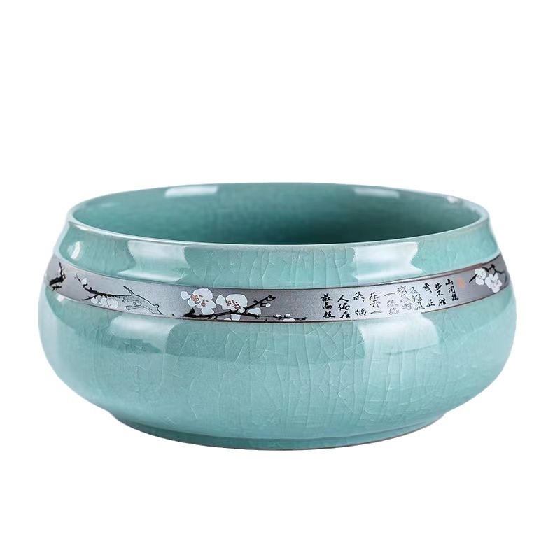 Accesorii ceramice pentru ceremonia de ceai Kung Fu — set simplu retro: vas de apă, vas de spălat ceai, rezervor de apă, găleată de ceai și vas pentru reziduuri