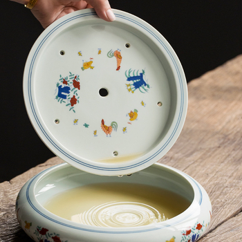 Tavă ceramică pentru ceai cu rezervor de apă, pentru infuzie uscată, set de ceai vintage, măsuță mică de ceai