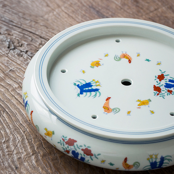 Tavă ceramică pentru ceai cu rezervor de apă, pentru infuzie uscată, set de ceai vintage, măsuță mică de ceai