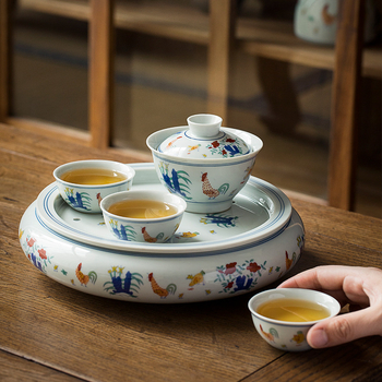 Tavă ceramică pentru ceai cu rezervor de apă, pentru infuzie uscată, set de ceai vintage, măsuță mică de ceai