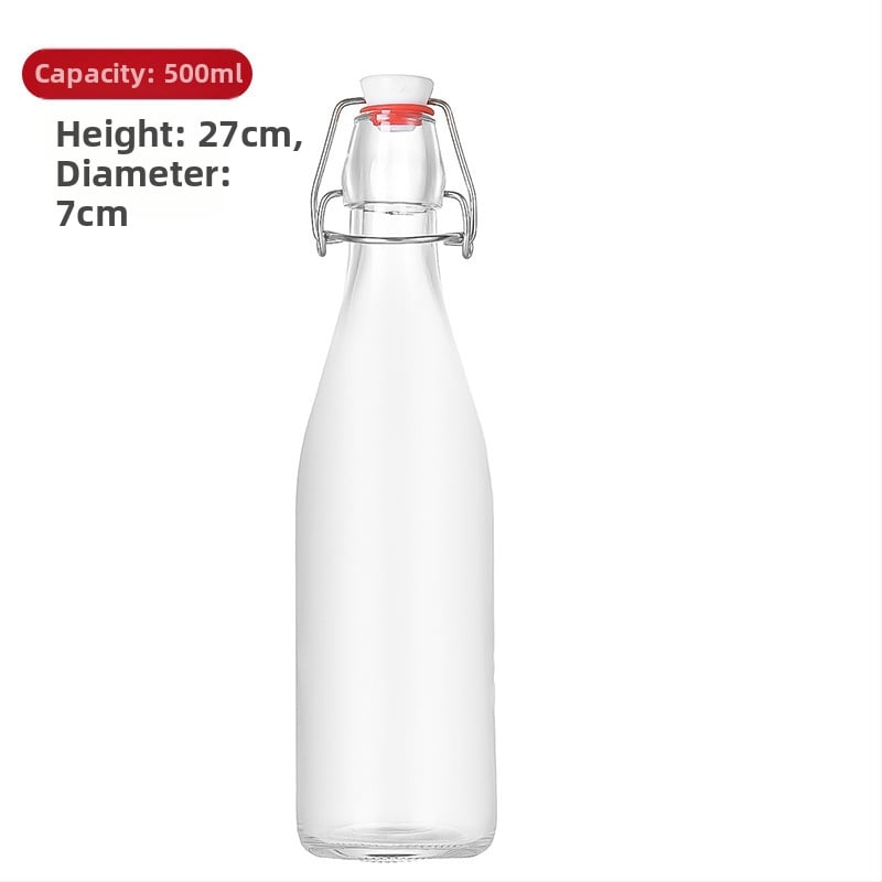 Priehľadná uzamykateľná sklenená fľaša na enzýmy, šťavy a fermentáciu vína, domáce ovocné víno