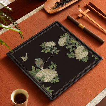 Tavă pătrată pentru infuzie uscată în stil chinezesc nou, design retro național, suprafață absorbantă pentru apă, suport pentru ceainic, set Kung Fu de ceai și masă de ceai